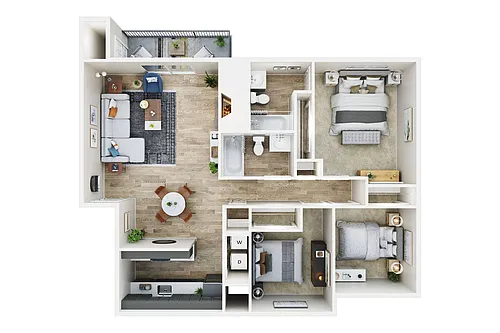 Floor plan 3 BDRM, 2 BTH C