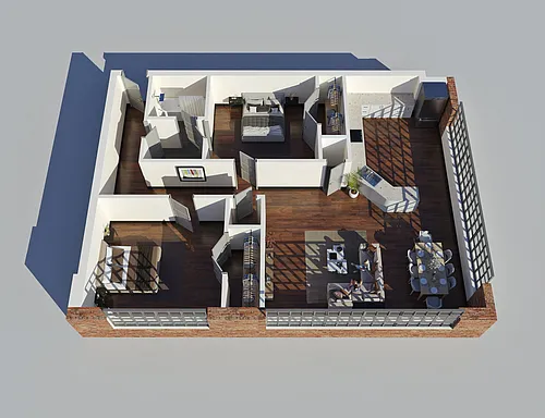 Floor plan Premier Loft - 2 BDR, 1 BTH | ONE FEMALE SPACE