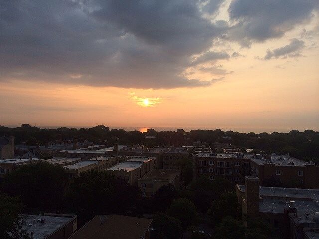 sunset over lake Michigan