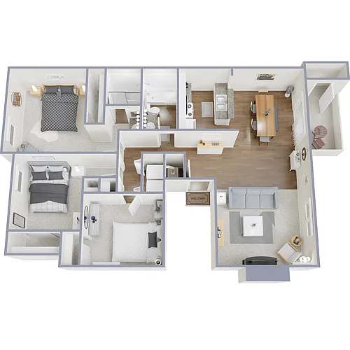 Floor plan 3A Three Bedroom Flat