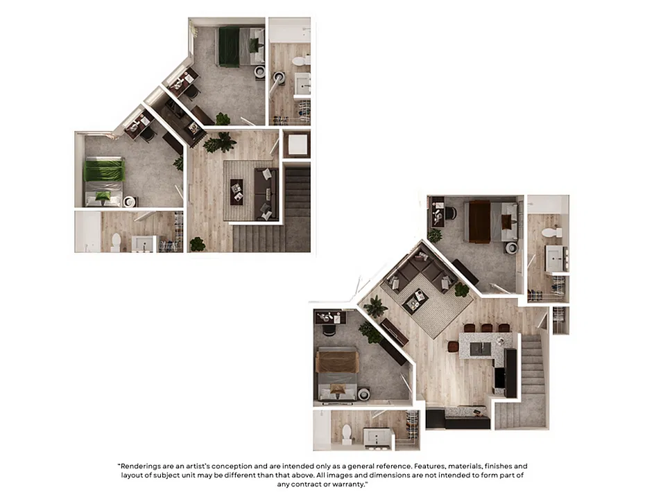 Floor plan 4 Bed/4 Bath Townhome Corner