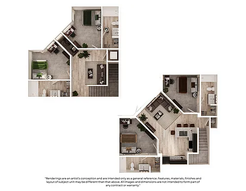 Floor plan 4 Bed/4 Bath Townhome Corner