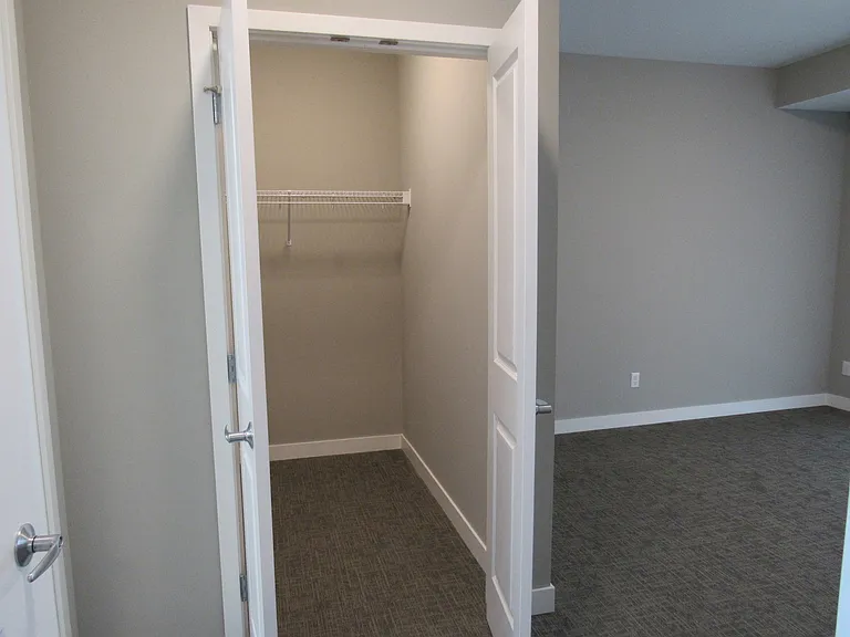 A master bedroom with a walk-in closet.