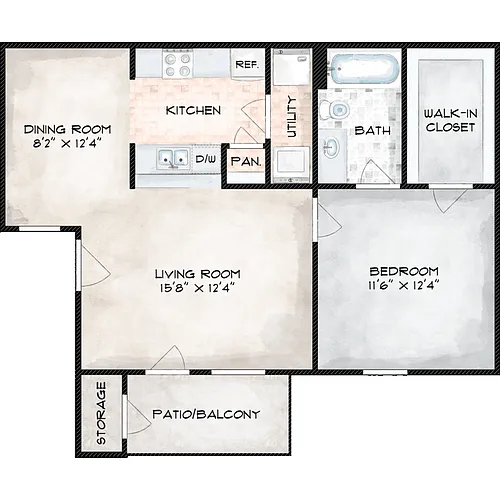 Floor plan 1 Bed 1 Bath