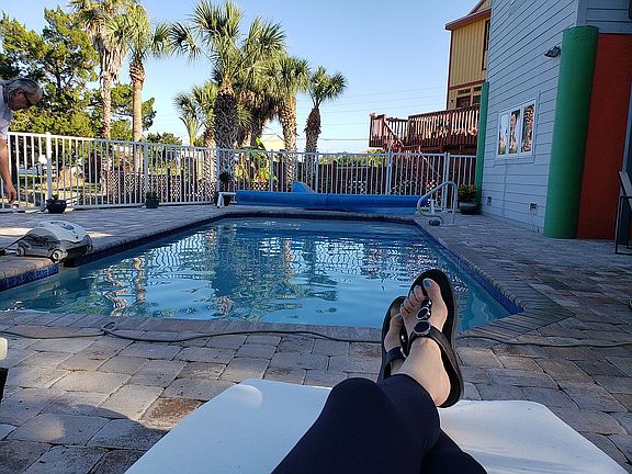 Relaxing by the pool