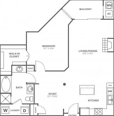 1 Bedroom 1 Bath (991 SF) 1 Bedroom 1 Bath (991 SF)