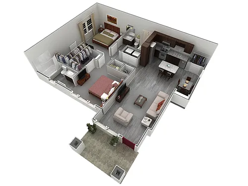 Floor plan 2 BR Designer Courtyard