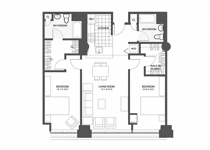 Floor plan 2 Bed/2 Bath