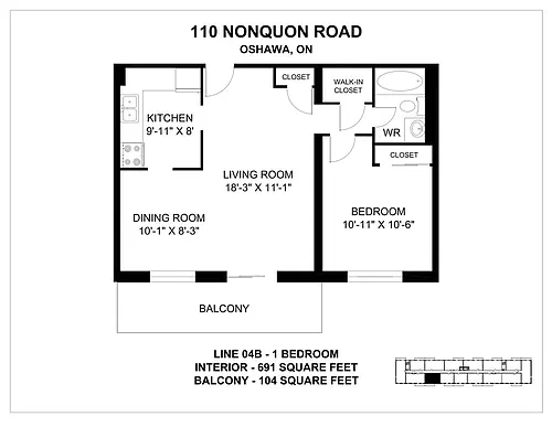 Floor plan 1 Bedroom 1 Bed 1 Bath
