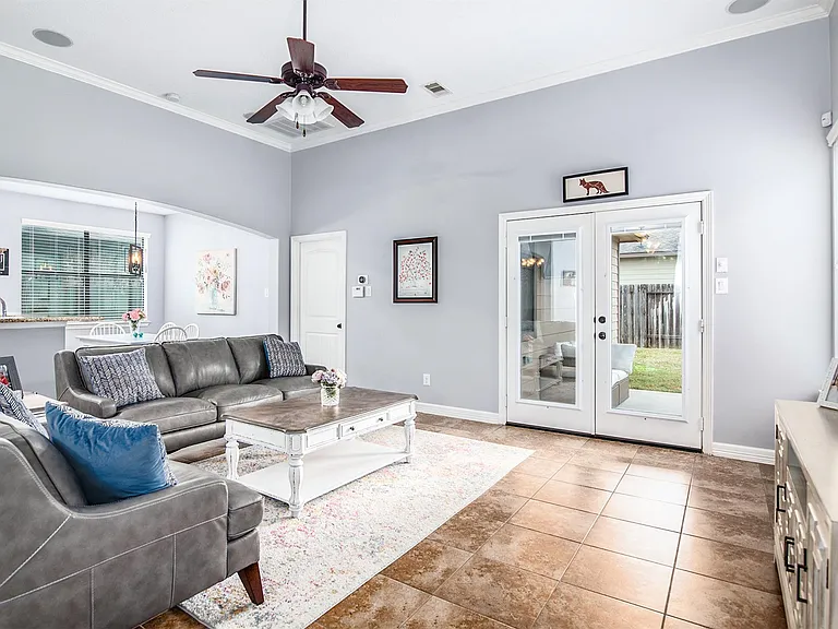 Spacious family room overlooking the covered patio