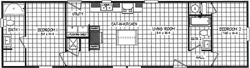 Floor plan Single Rental Home 2 Bedrooms