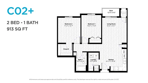 Floor plan Two Bedroom One Bath