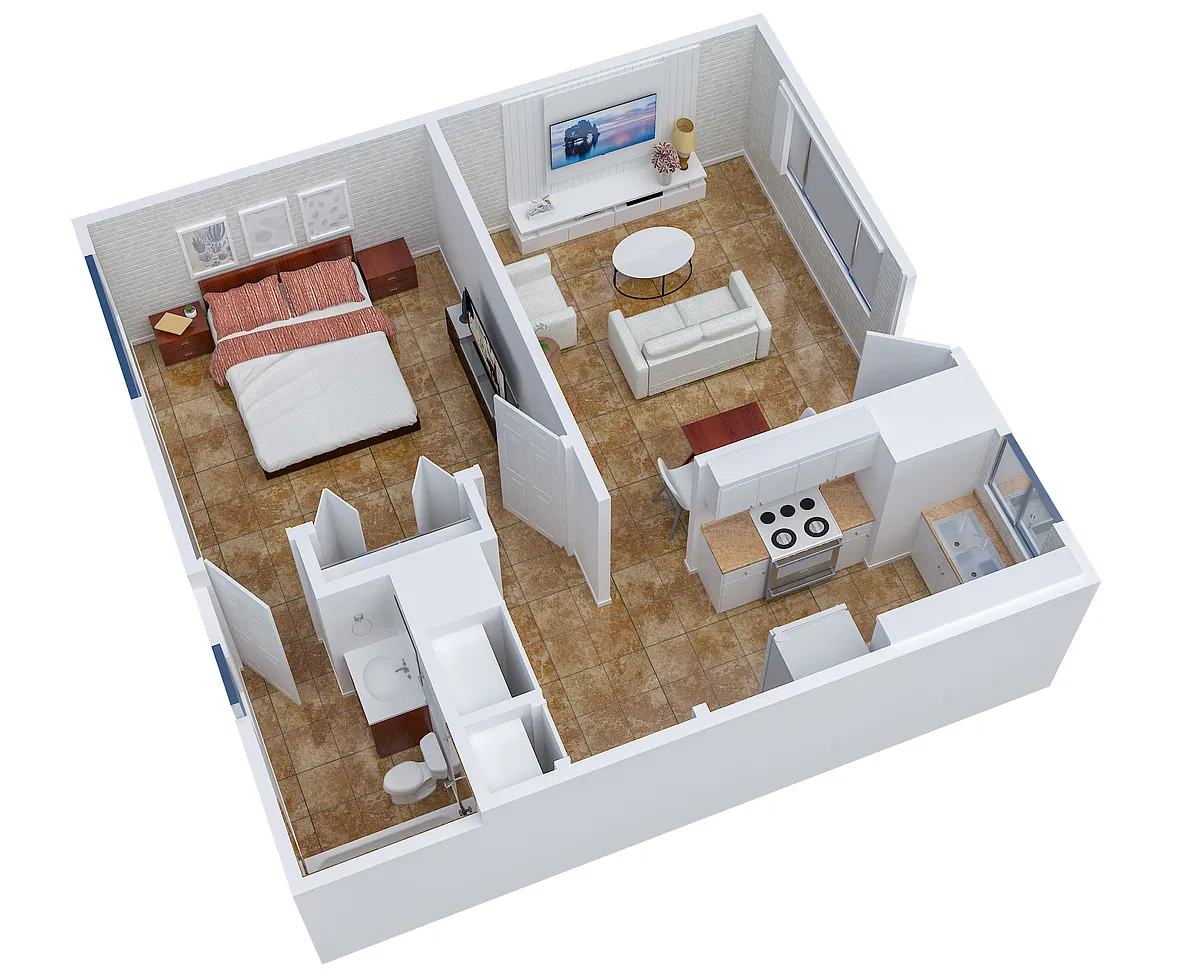 Floor plan 1 Bed 1 Bath Classic