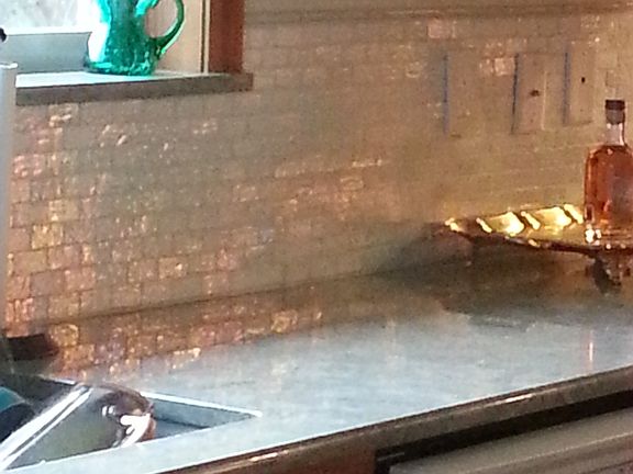 Mother of pearl backsplash.