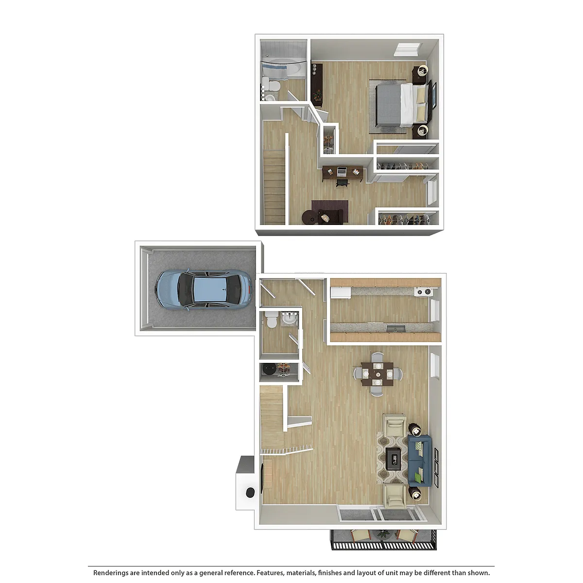 Floor plan 1 Bedroom _ 1.5 Bath