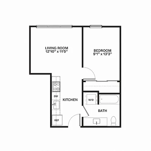 Floor plan Traditional One Bedroom C5