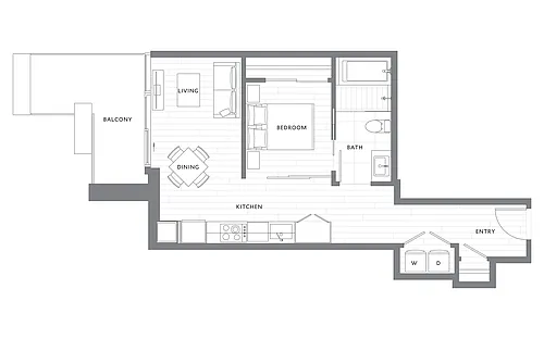 Floor plan Urban 1 Bedroom 1 Bath A7