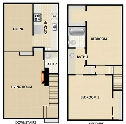 Floor plan 2 BEDROOMS 1.5 BATHS