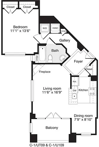 Floor plan 1 Bedroom R