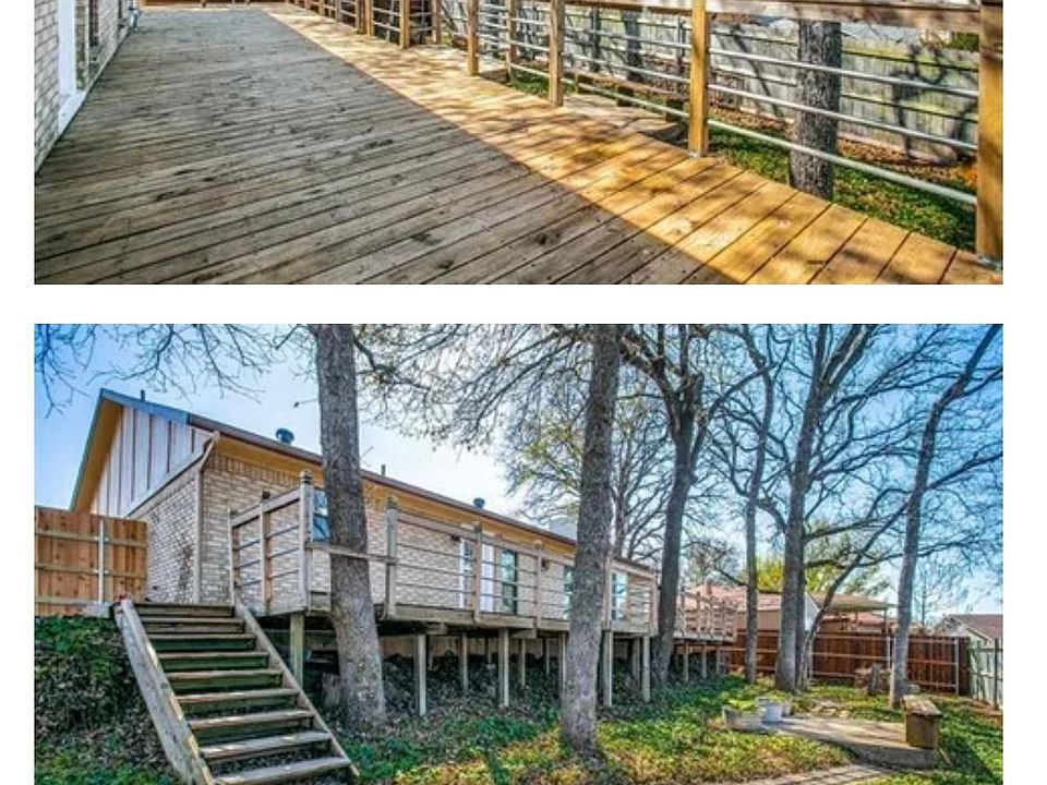 Wooden deck and shade trees