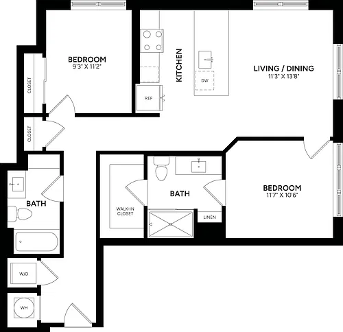 Floor plan 2 Bed/ 2 Bath-C05