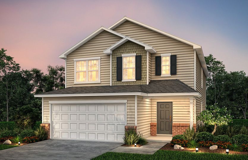 Murray Exterior 8 features brick, siding, shakes, covered front door and 2 car garage
