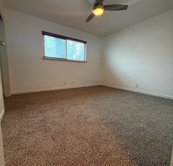 Master bedroom is largest room. Window faces west. Closet on the left.