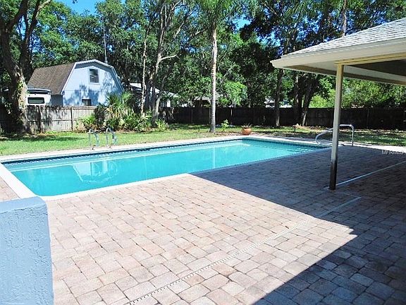 View from back porch looking out to pool