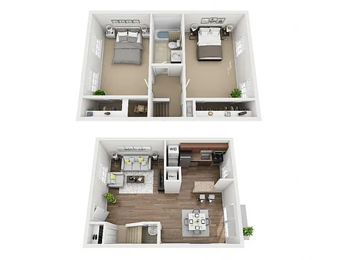 Floor plan 2 Bed Deluxe 1.5 Bath Townhome