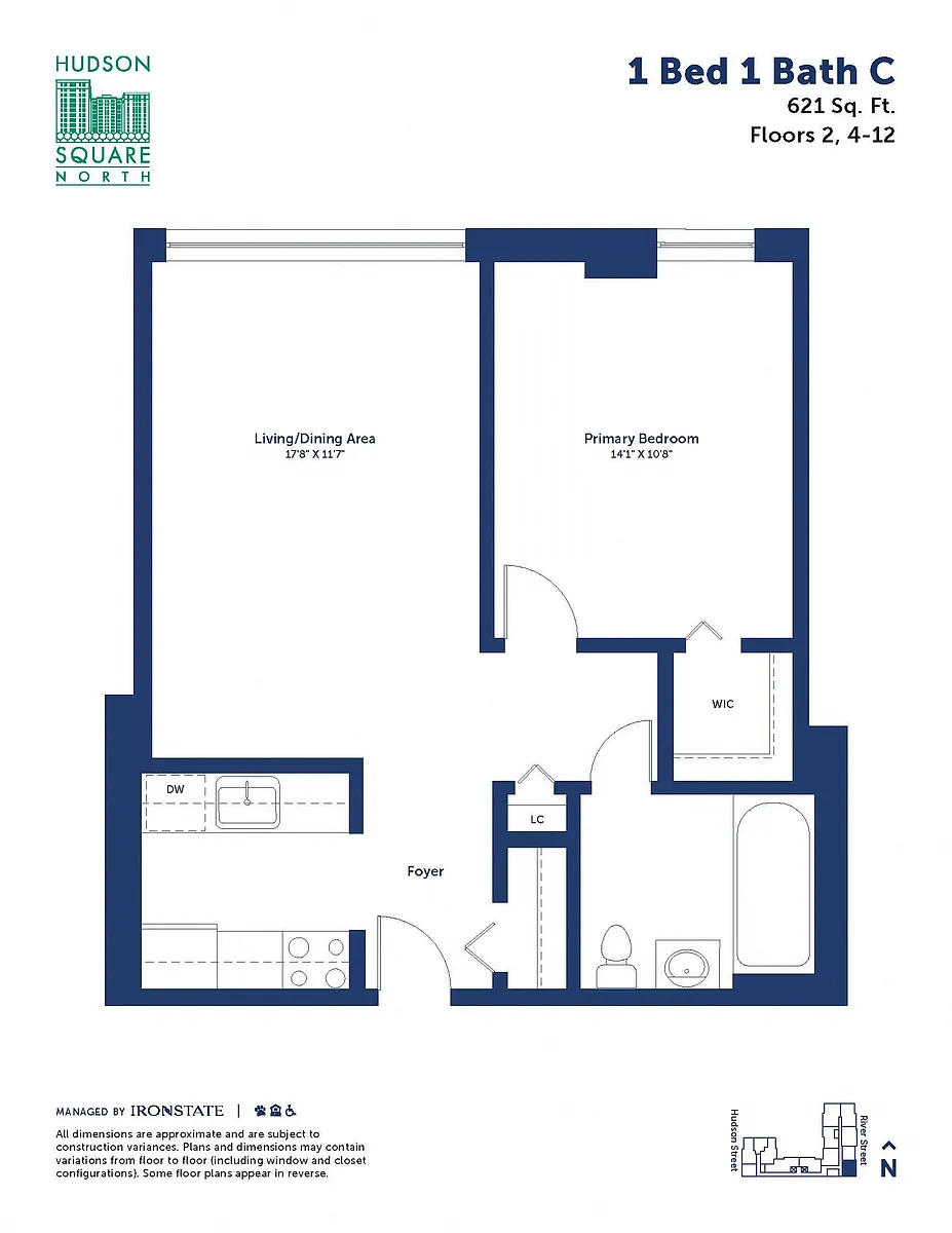 Floor plan 1 Bed 1 Bath C