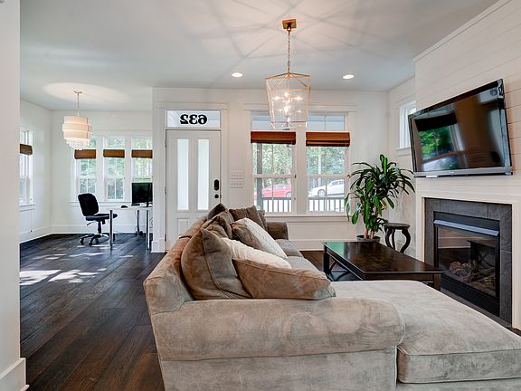 The nook in the front of the house is a perfect workspace.