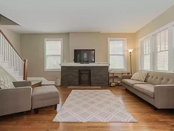 Living Room, Fireplace, Staircase