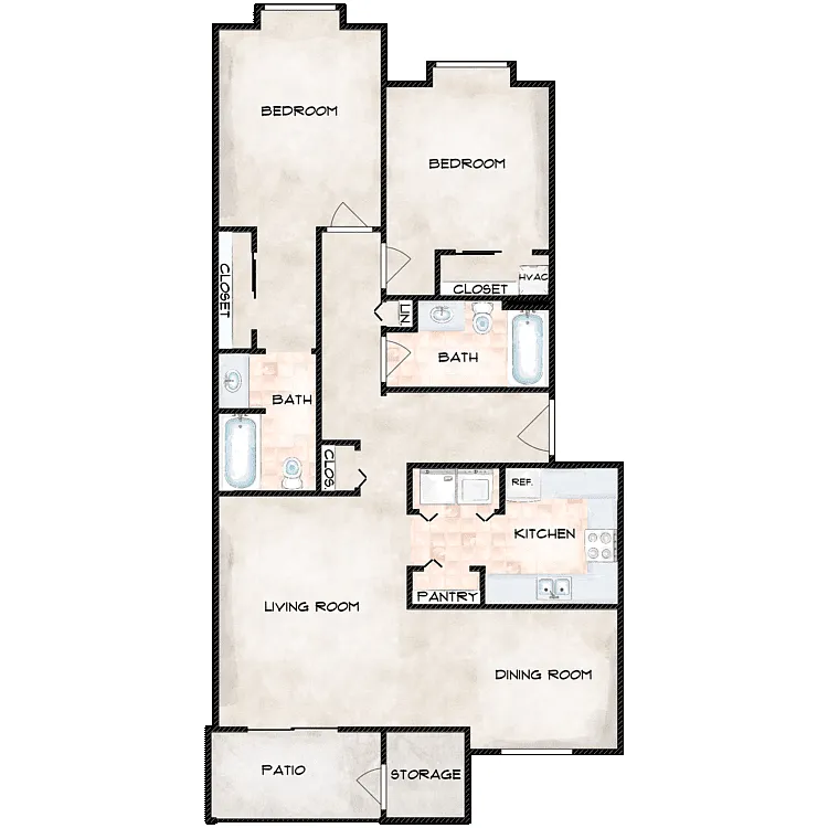 Floor plan 2 Bed 2 Bath