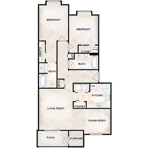 Floor plan 2 Bed 2 Bath