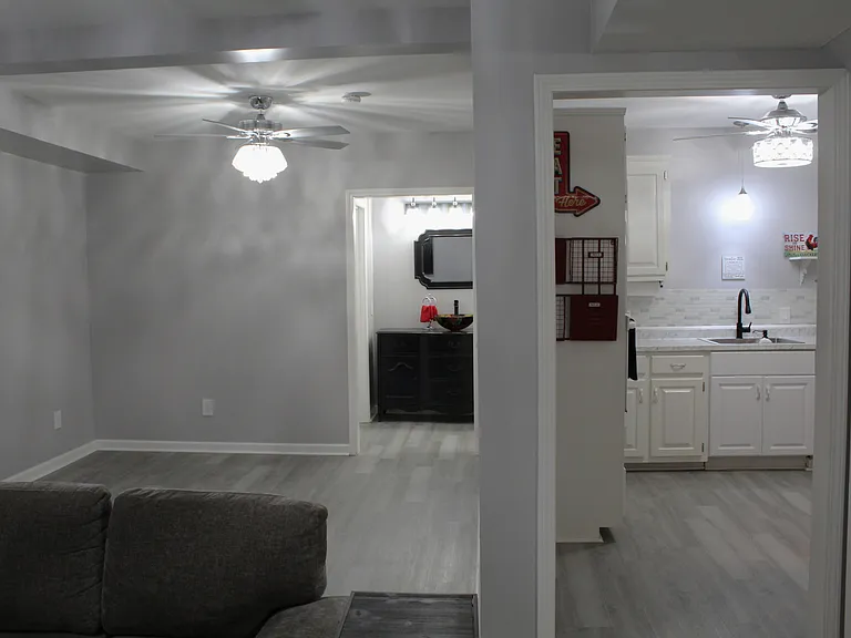 The central location of the open bedroom and living room floor plan make for a warm and quaint hub of the home.