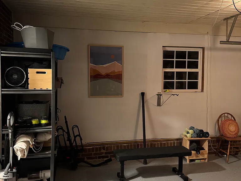 Garage - outdoor supplies/games, home gym space
