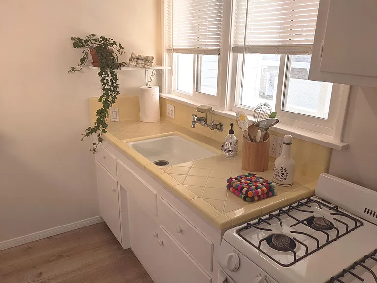 Kitchen with a view to the private balcony