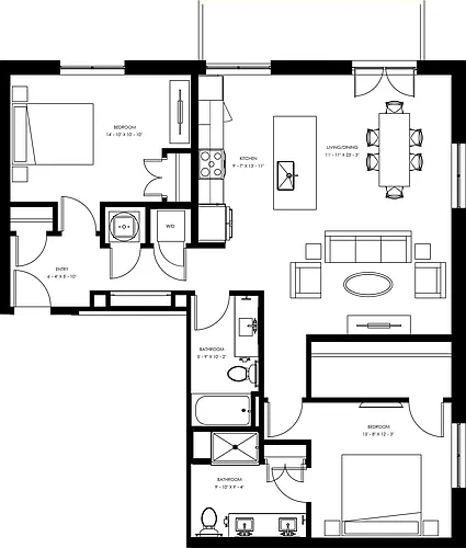 Floor plan B6 - Two Bedroom