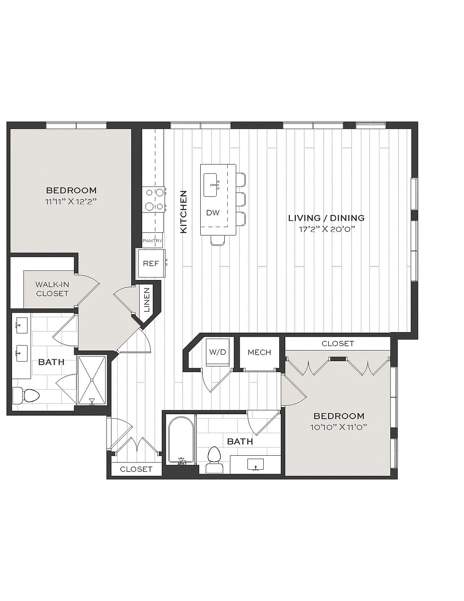 Floor plan 2 Bed/2 Bath-B6