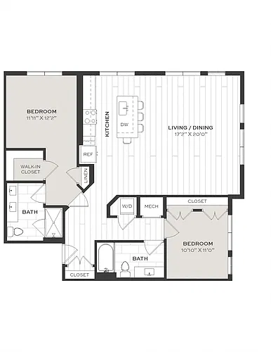 Floor plan 2 Bed/2 Bath-B6