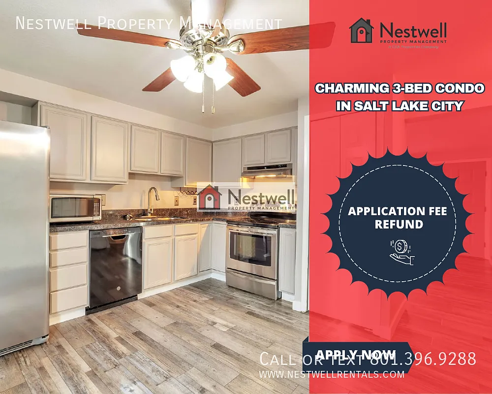 $300 off 1st Month's Rent-Cozy 3-bed Condo in SLC! — Photo 1