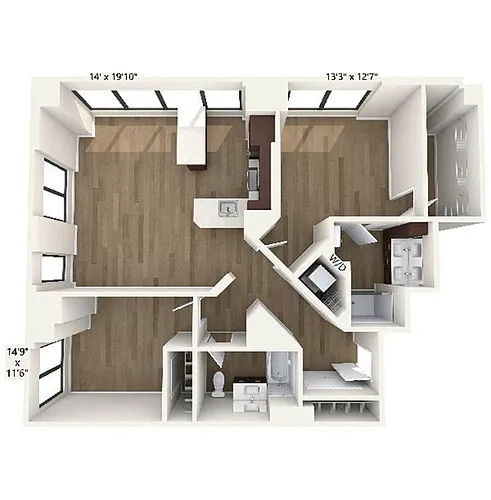 Floor plan B8 | 2 Bed | 2 Bath