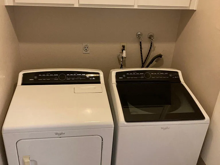 Dryer (Left) Washer (Right). Both have a steam option to sanitize clothes.