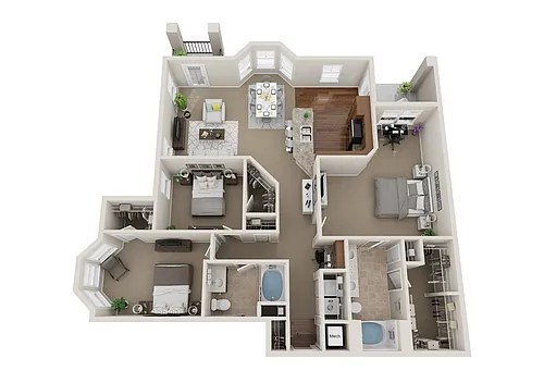 Floor plan 3BR 2BA (1649 SF)