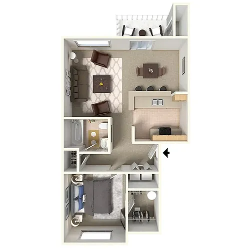 Floor plan 1 Bedroom, 1 Bathroom