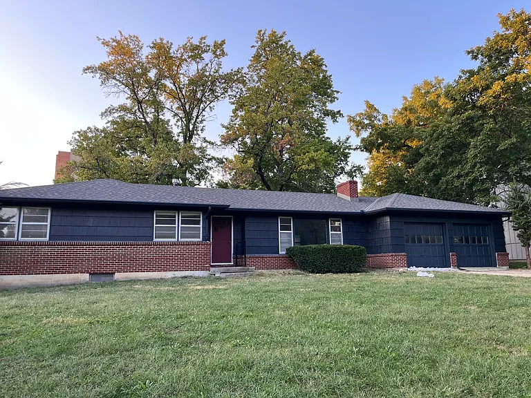 Ranch style house, two car garage.