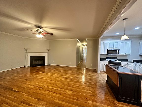 Open living room with a new kitchen island