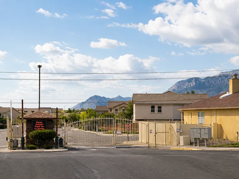 One of two gated entrances