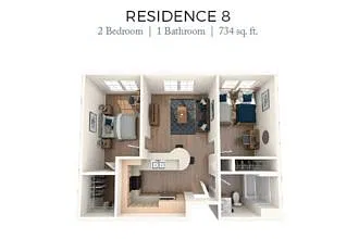 Floor plan 2BD 1BTH S