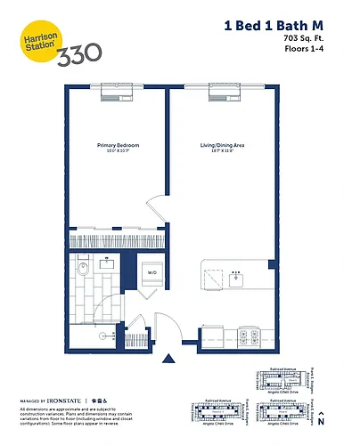Floor plan 1 Bed 1 Bath M